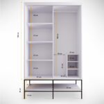 Pasific Home Martin 2 Kapaklı Sürgülü Gardırop Elbise Dolabı,120 cm, Beyaz & Beyaz Mermer - Görsel 4