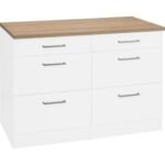 T Designo Tdesigno Ares Mutfak 6 Çekmeceli Alt Modül 120 cm Beyaz Tezgah Dahil - Görsel 2