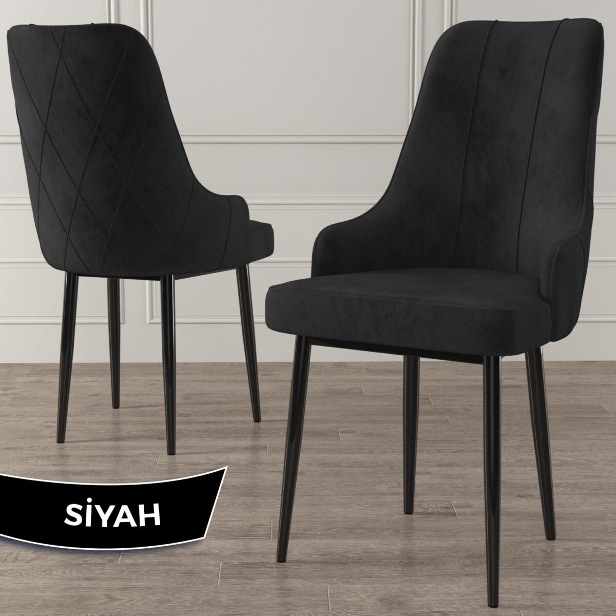 Canisa Concept Ram Serisi, 80 x 132 cm Açılabilir Masa Takımı,siyah Mermer Desen Masa 4 Sandalye - Görsel 4