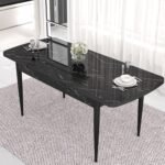 Canisa Concept Iza Serisi 80 x 132 cm Mdf Açılabilir Siyah Mermer Desen Mutfak Masa Takımı 4 Sandalye - Görsel 3