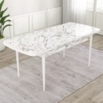Roe Serisi Açılabilir 80X132 Beyaz Mermer Desen Mutfak Masası Takımı 4 Sandalye 1 Bench - Görsel 4