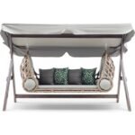 Hier Swing Saltanat Ahşap Rattan Salıncak Dış Mekan Bahçe Balkon ve Teras Salıncağı Gri - Görsel 2