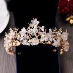 Htun Avrupa Yüksek Kalite Gelinler Altın Tiara Taç Kelebek Çiçek Düğün Saç Aksesuarları Gelin Çiçek Saç Takı | Saç Takı | Çiçek Saç Jewelrybride Gold (Yurt Dışından) - Görsel 3