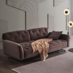 Enza Home Marion 3'lü Yataklı Koltuk, Kapitoneli, Gerçek Kadife - Koyu Haki