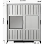 Pasific Home Huga Sürgülü 2 Kapaklı Aynalı Gardırop, Meşe, 150 cm - Görsel 5