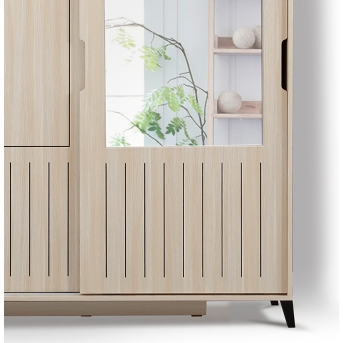 Pasific Home Huga Sürgülü 2 Kapaklı Aynalı Gardırop, Meşe, 160 cm - Görsel 2