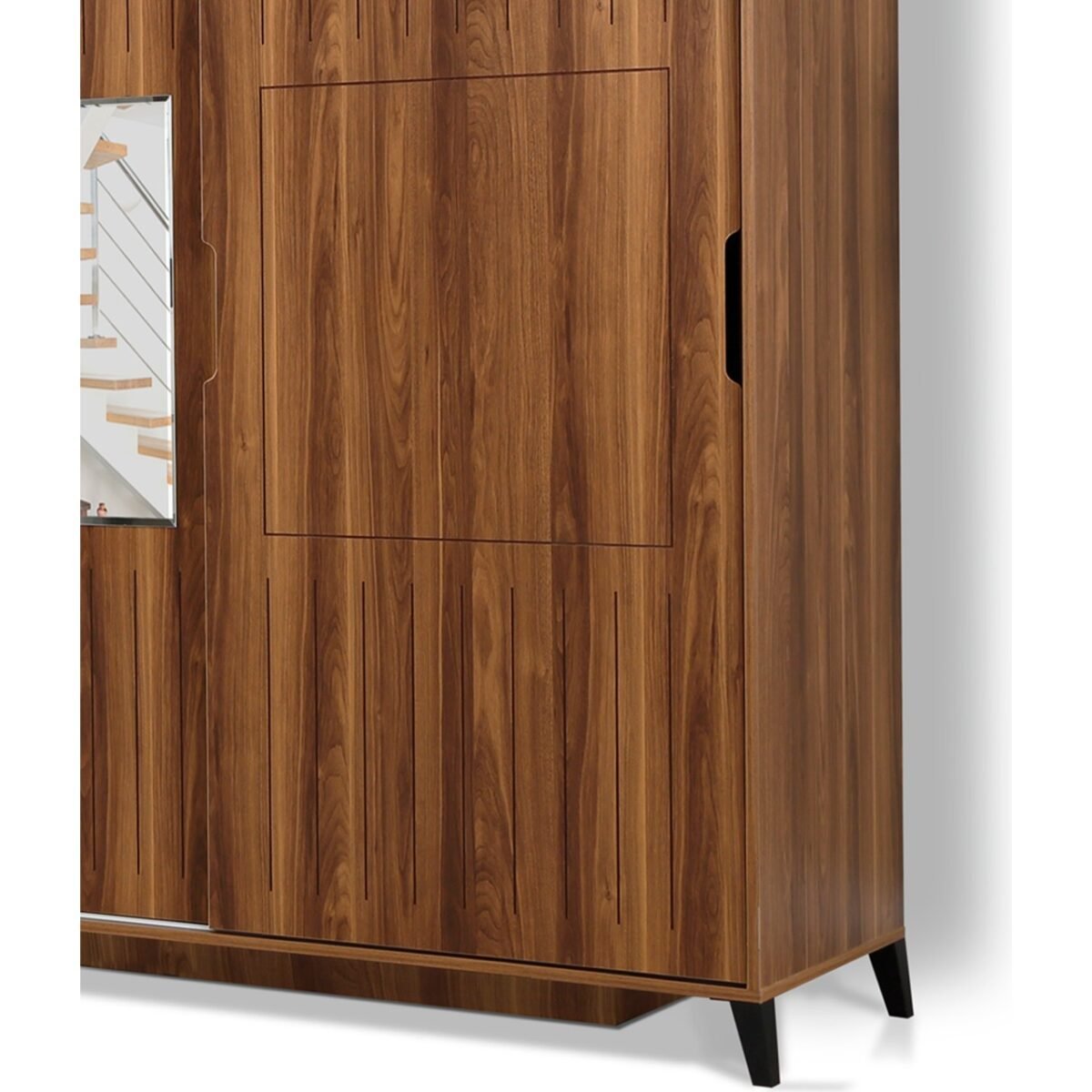 Pasific Home Huga Sürgülü 2 Kapaklı Aynalı Gardırop, Ceviz ,160 cm - Görsel 3