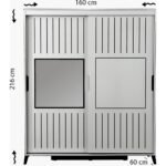 Pasific Home Huga Sürgülü 2 Kapaklı Aynalı Gardırop, Ceviz ,160 cm - Görsel 5