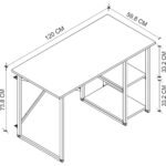 Bofigo 60X120 cm 2 Raflı Çalışma Masası Bilgisayar Masası Ofis Ders Yemek Masası Çam - Görsel 4