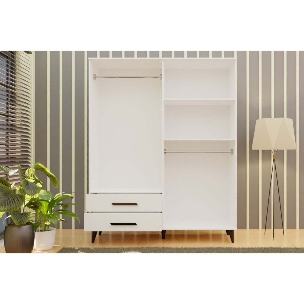 Metalia Gm 070-A Novado Siyah Kulplu Ayaklı Gardırop - Görsel 3
