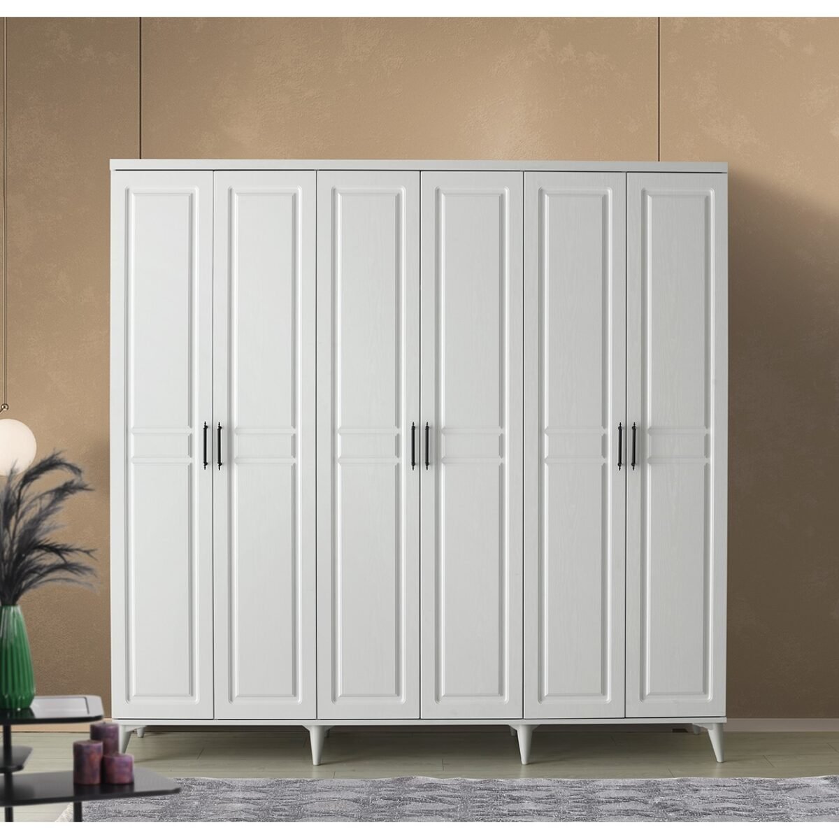 GuneyStore Ücretsiz Montaj -%100 MDF Sport 6 Kapaklı - Beyaz Gardırop - MDF Dolap - Elbise Dolabı - Görsel 2