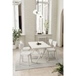 Dekoport Elma Teddy Kumaş Mutfak Masa Sandalye Takımı 80*125