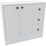 Cabinse Neva Mdf 2 Kapaklı 3 Çekmeceli Çok Amaçlı Dolap Banyo Dolabı Soft Beyaz - Görsel 5