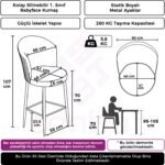 Canisa Concept Fora Serisi Ada Mutfak Sandalyesi Babyface Kumaş Bar Sandalyesi Siyah Metal Ayak - Görsel 3